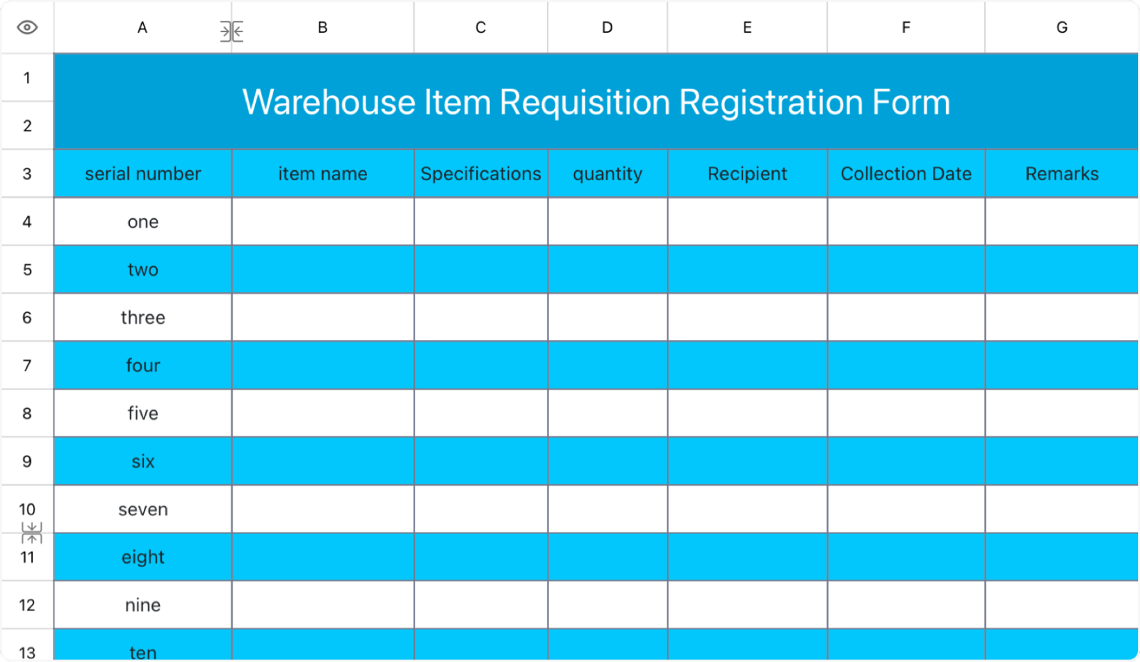 Warehouse Item Requisition Registration Form